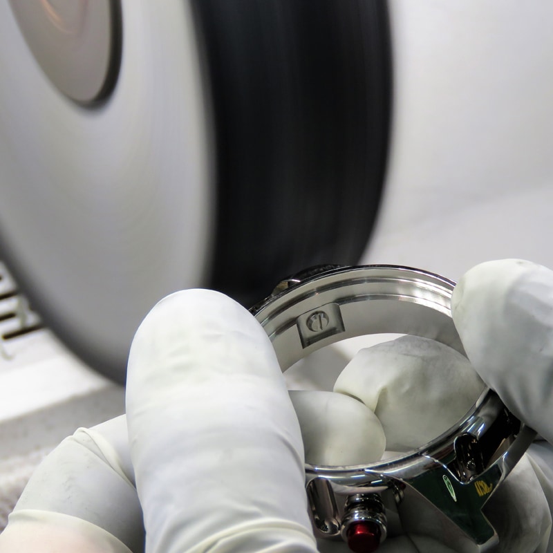 Watch body being polished