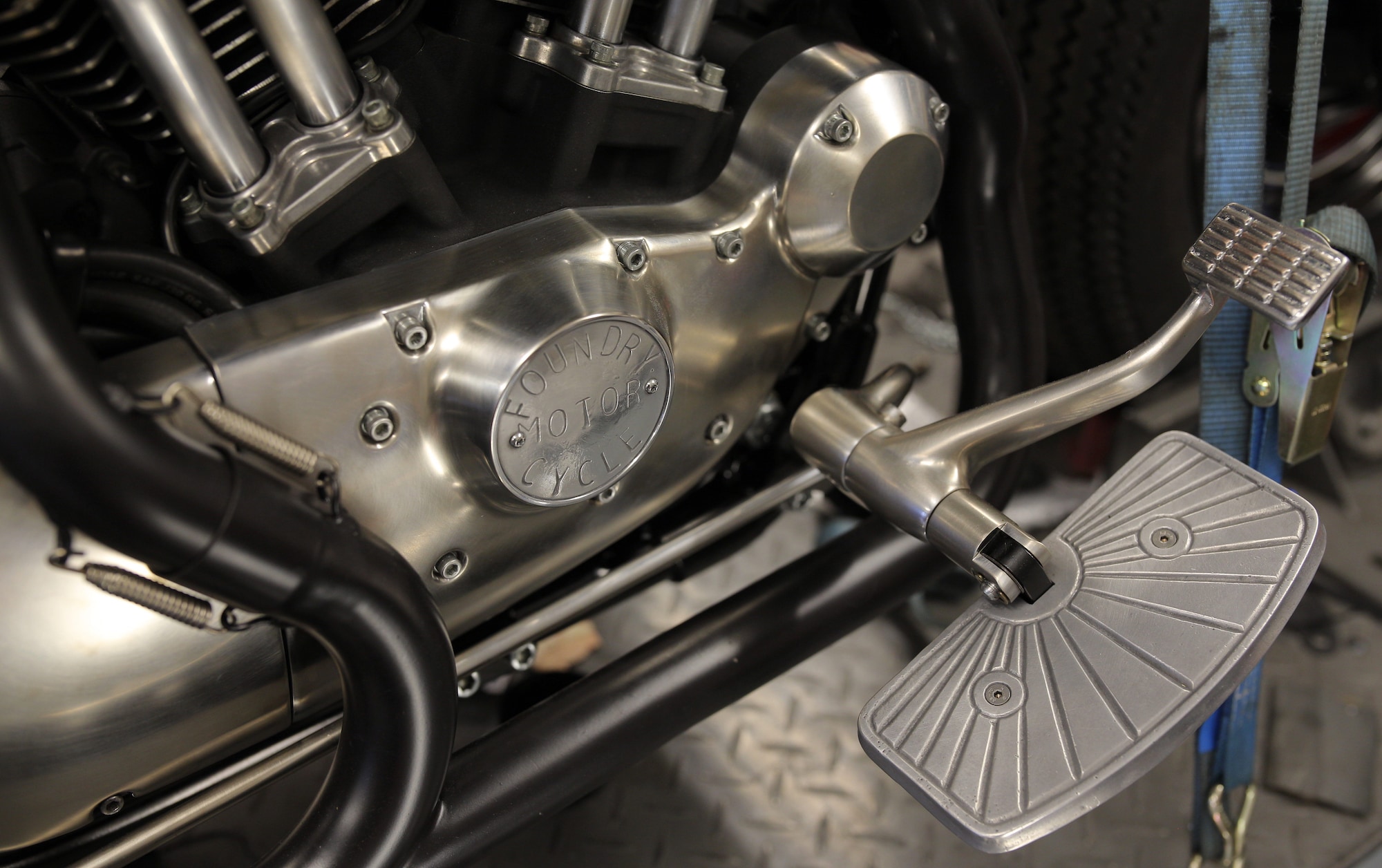 Custom castings on a Harley Davidson, taken by Zero West