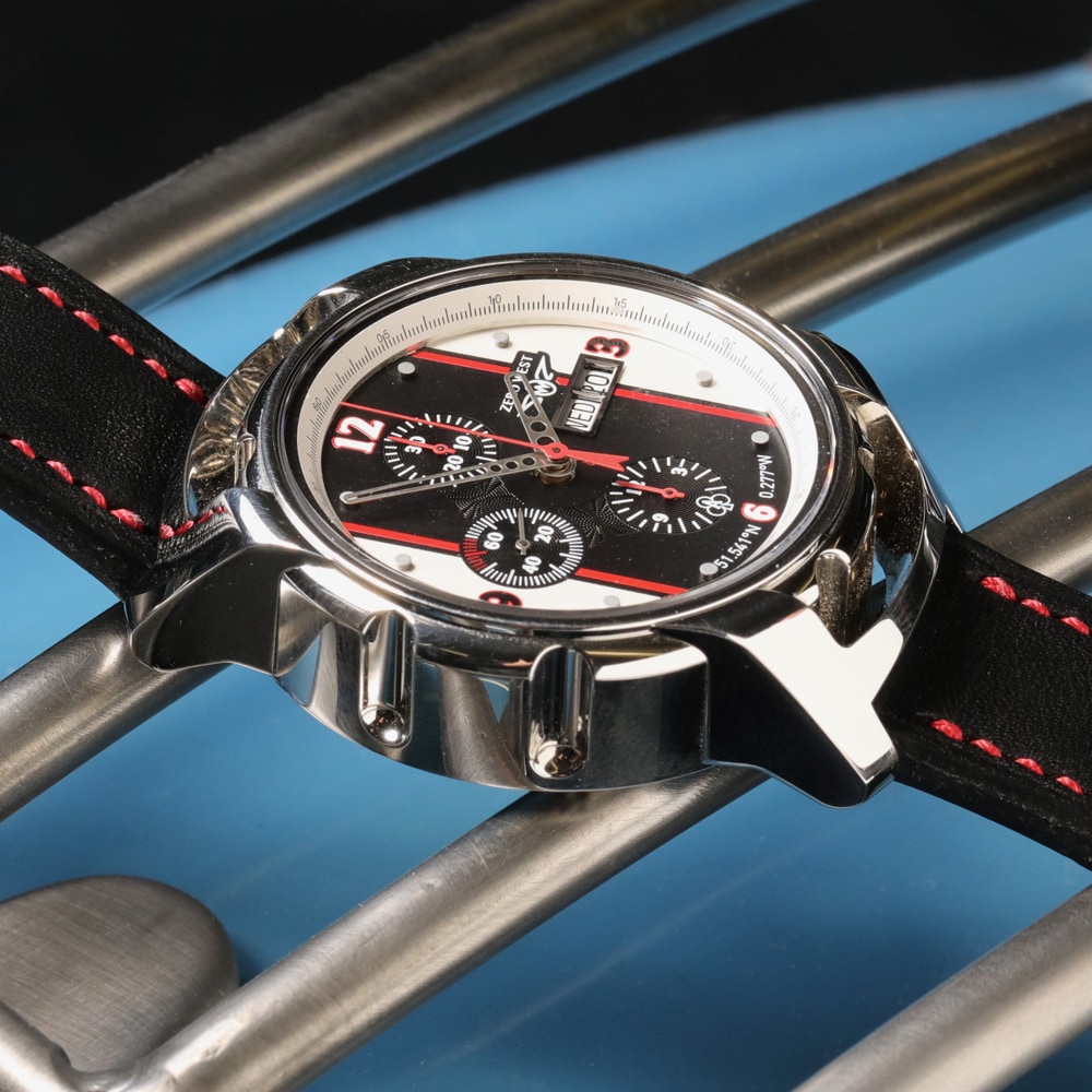 CR-1 Cafe Racer Chronograph from Zero West, on cafe racer motorbike