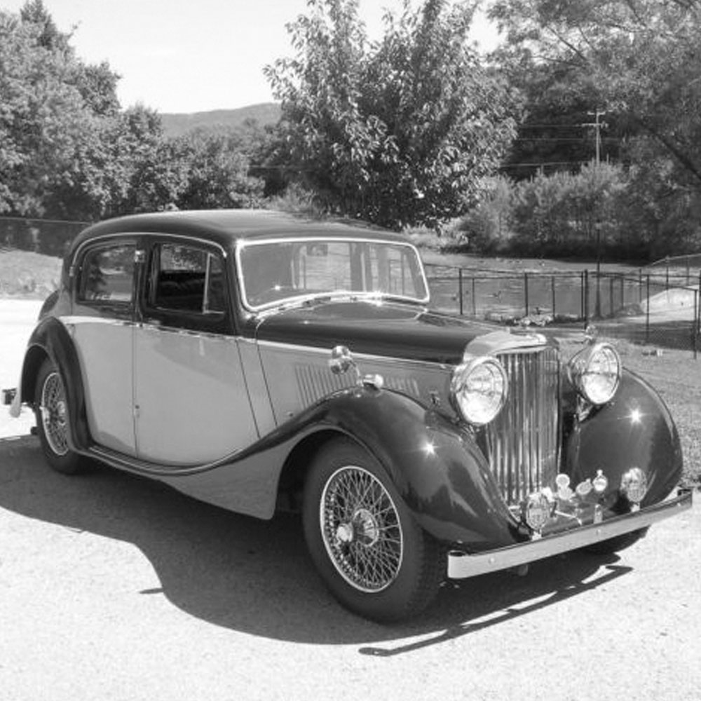 Vintage jaguar black and white photo