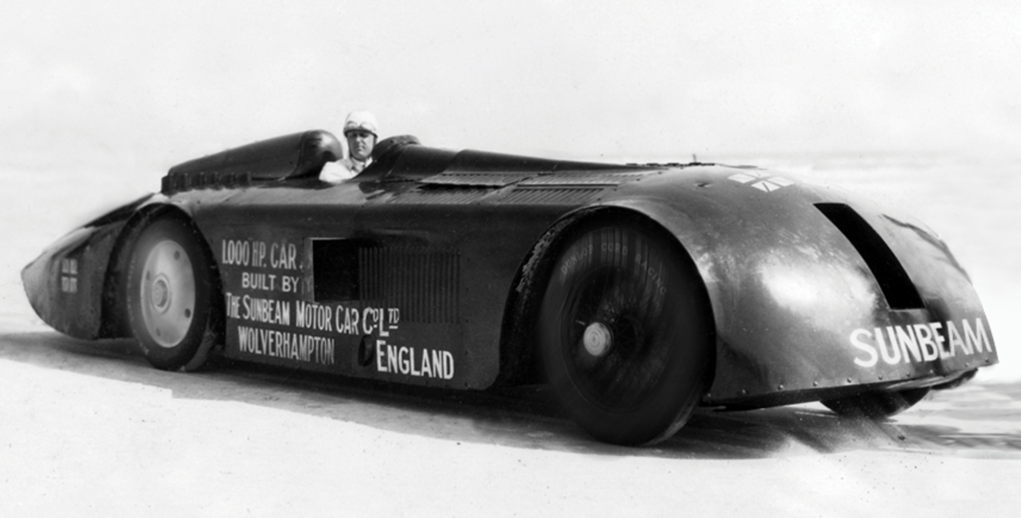 Black and white picture of sunbeam car