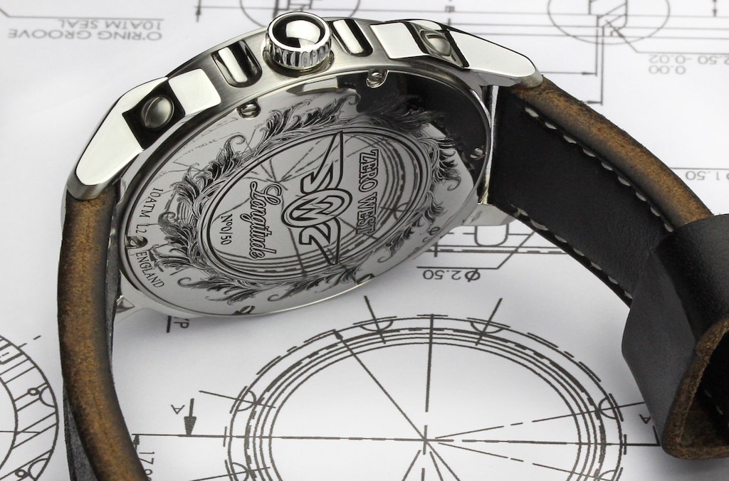 Back of L1 watch on leather strap