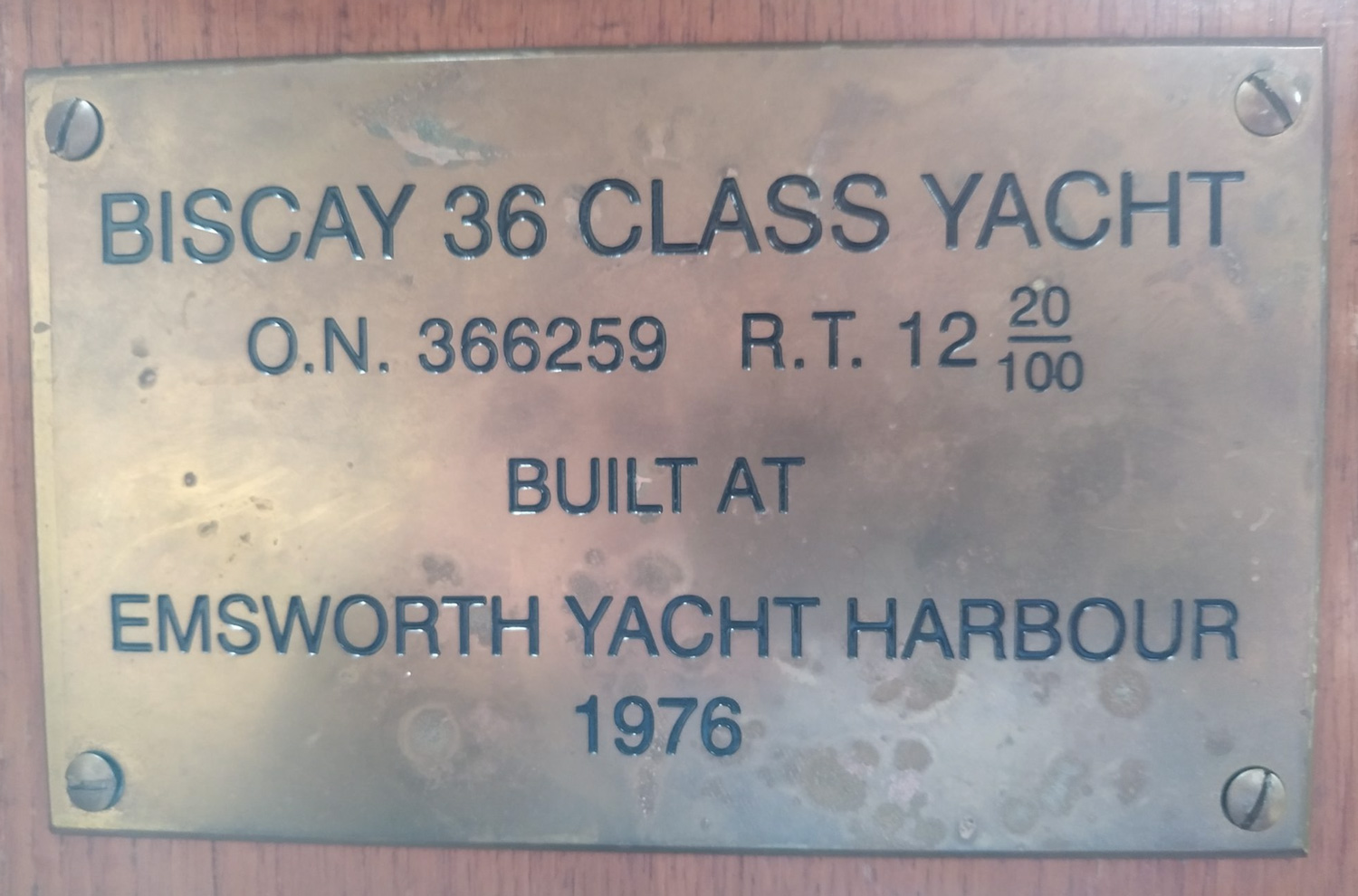 Plaque marking building of boat in Emsworth
