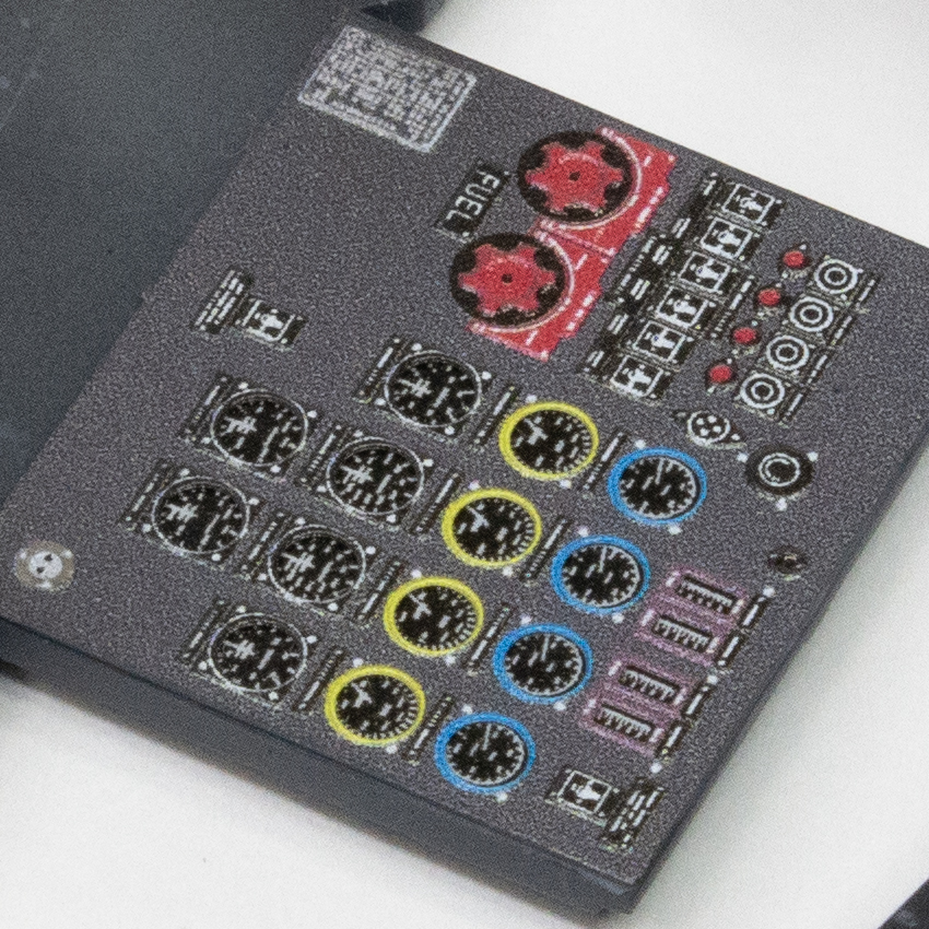 Close up of dials in Dambuster model