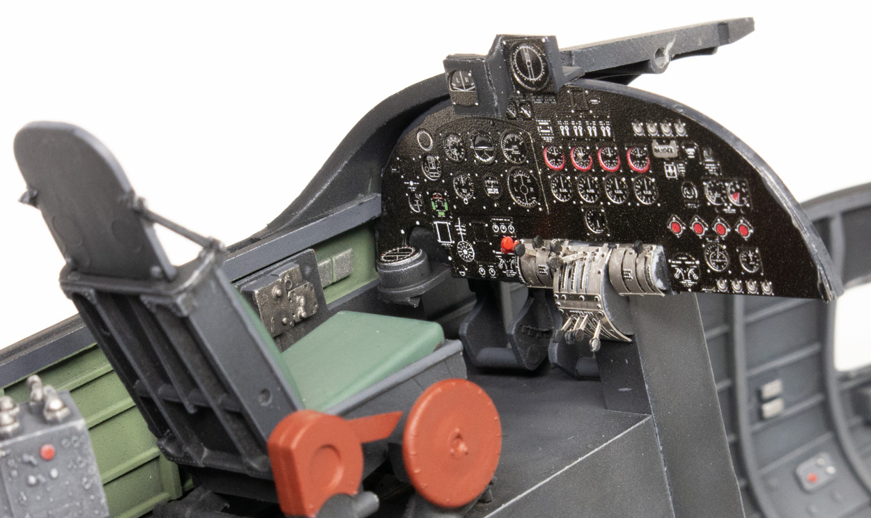 Close up of pilots seat in Dambuster model