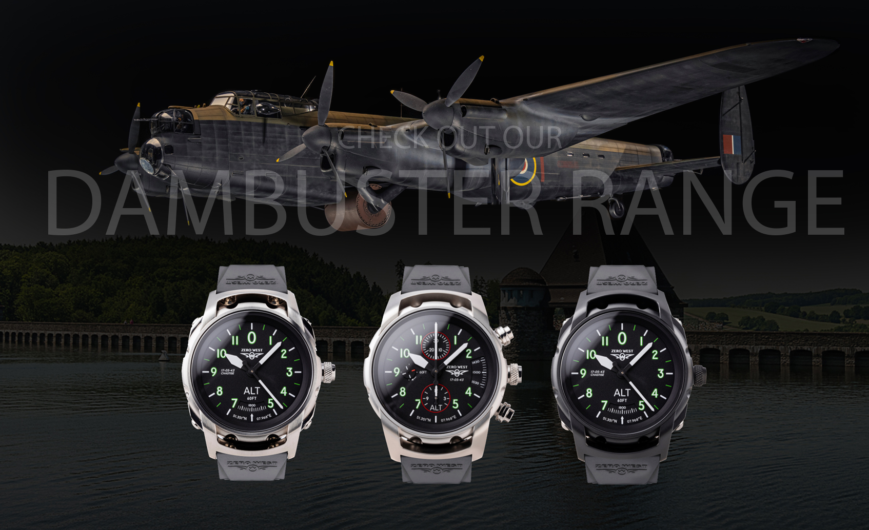 Dambuster watches with Lancaster model plane behind