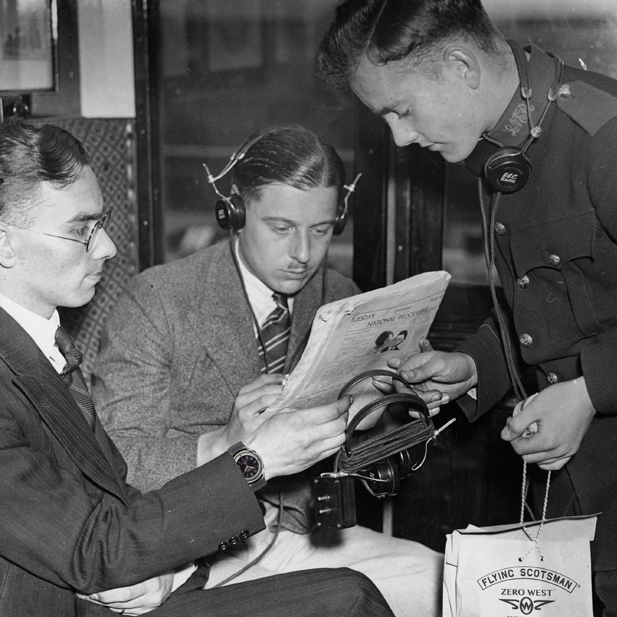 Men in a train carriage