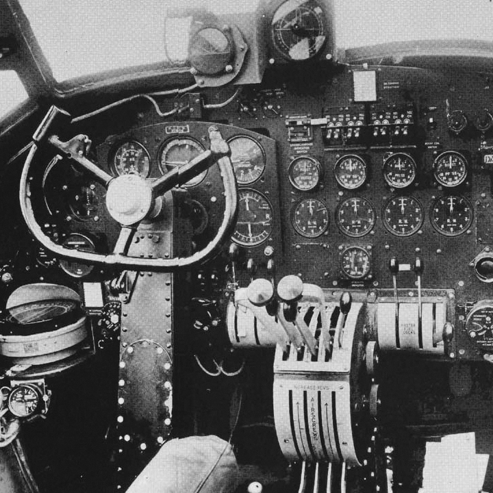 Lancaster cockpit dial and controls