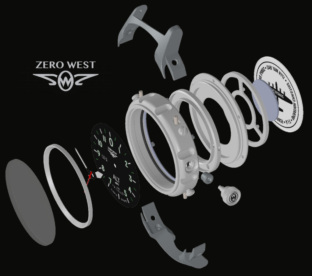 Exploded Dambuster watch illustration