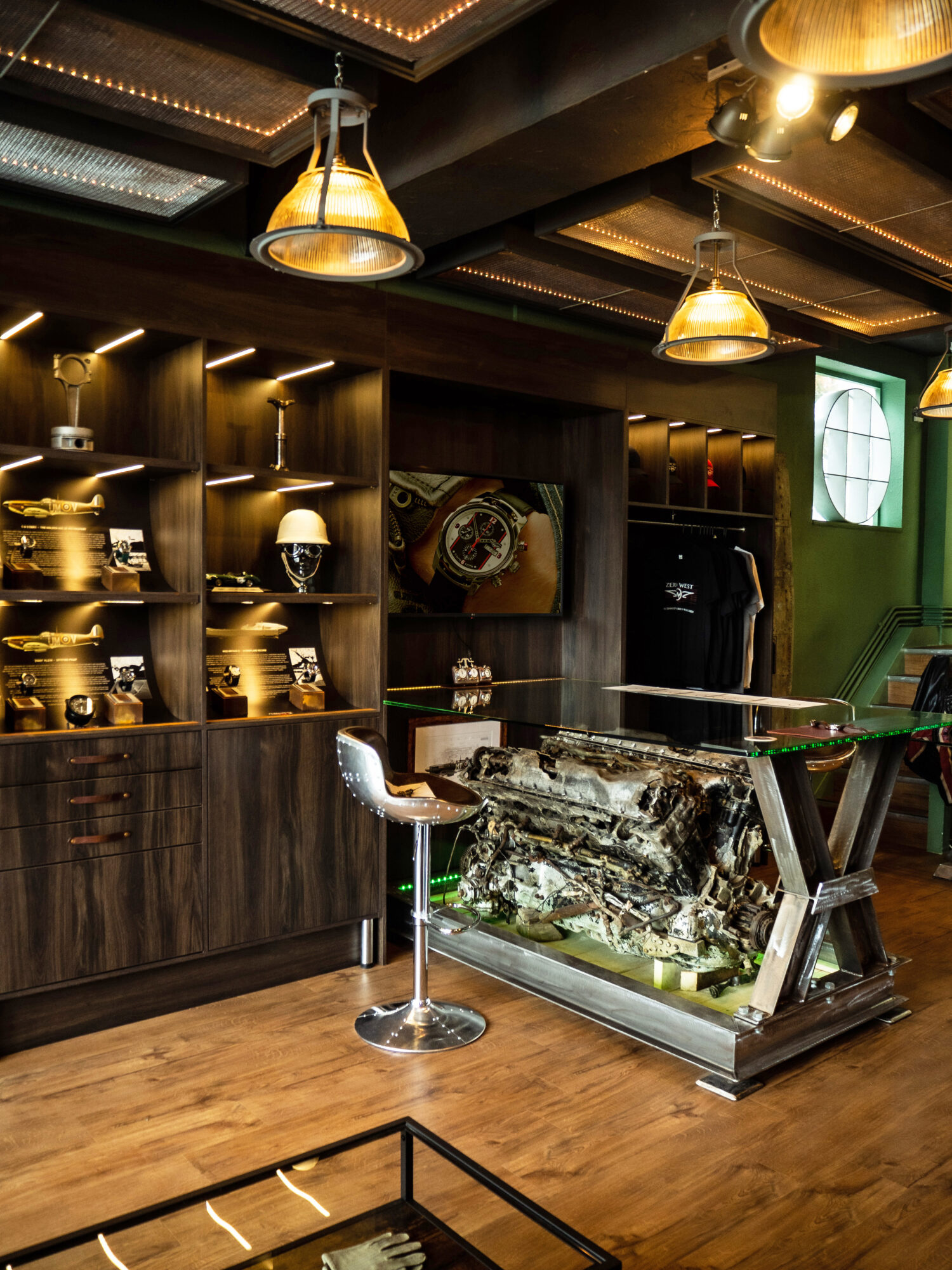 Spitfire engine table in studio